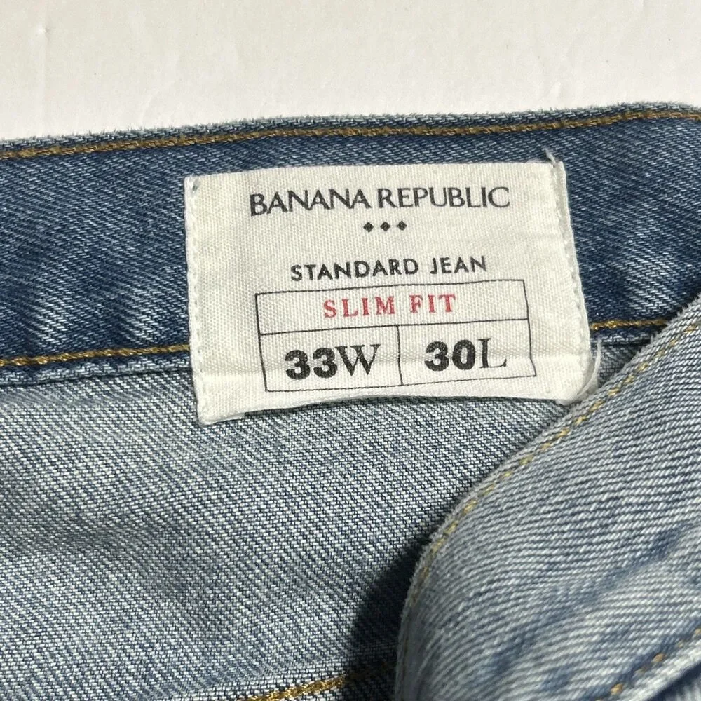 Banana Republic Mens Standard Jeans Slim Fit 33/30 Light Wash